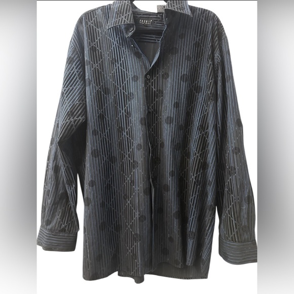 Pronti Collection by Phita Men’s XXL Blue Black Shiny Disco Party Shirt - Picture 1 of 12